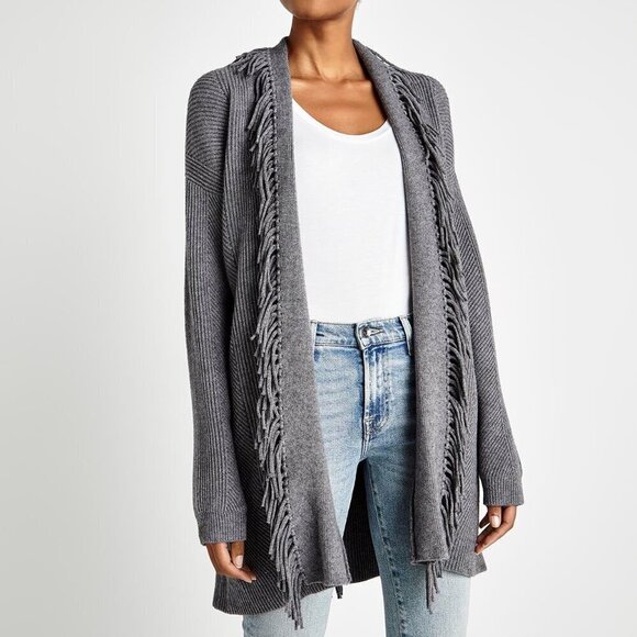 Splendid Cora Fringe Cardigan gray M medium NWT NEW - Picture 4 of 12